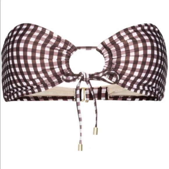 Anthropologie Other - Anthropologie X Peony Sunday Brown Gingham Bandeau Bikini Top AUS 10 NWT